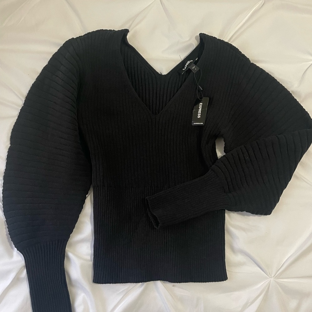 EXPRESS Black Puffy Arms Sweater NWT
